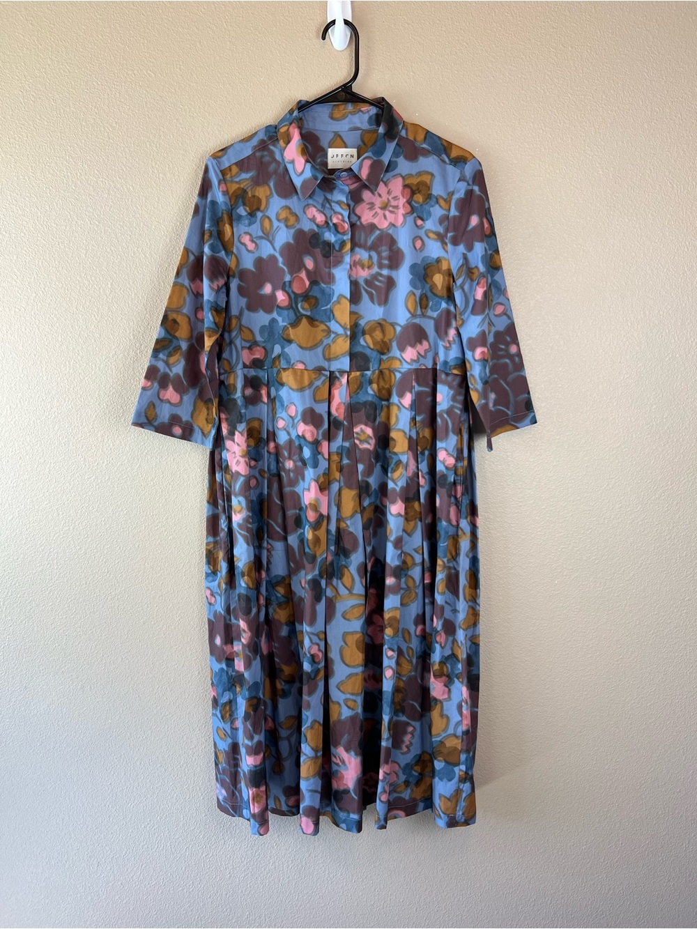 Offon blurred floral midi shirt dress